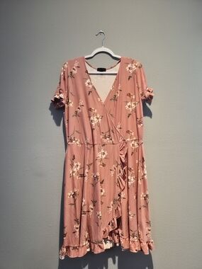 Floral Wrap Midi Dress in Dusty Rose - Women's